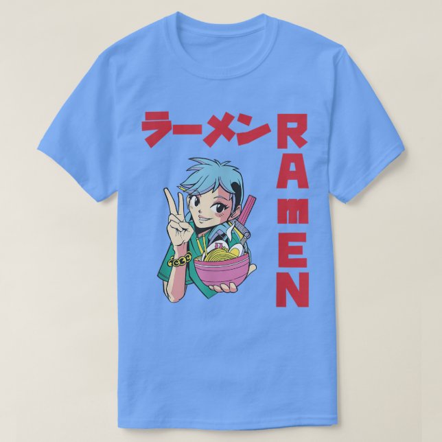 Bara en flicka som kärlek Ramen Anime Bowl Kawaii  T Shirt (Design framsida)
