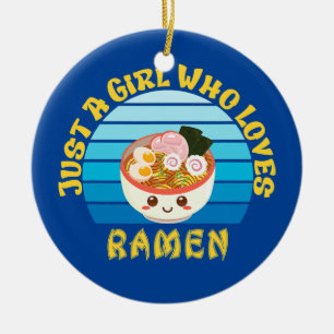 Bara en flicka som Kärlek Ramen Kawaii japanska Julgransprydnad Keramik