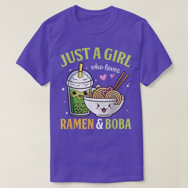 Bara en flicka som Kärlek Ramen och Boba Kawaii An T Shirt (Design framsida)