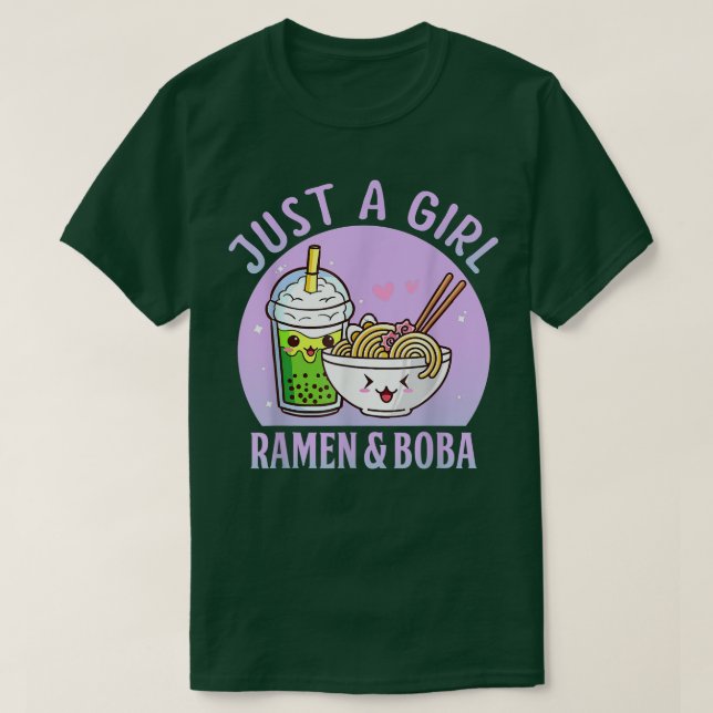 Bara en flicka som Kärlek Ramen och Boba Kawaii Ja T Shirt (Design framsida)