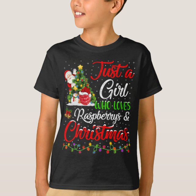 Bara en flicka som Kärlek Raspberrys och Christm T Shirt (Framsida)
