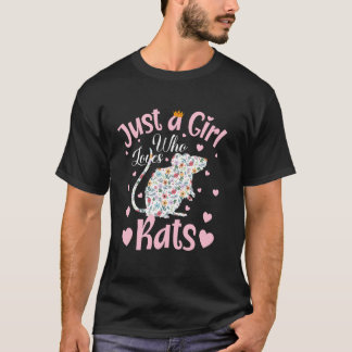 Bara en flicka som Kärlek Råttor Women Girls Blomm T Shirt