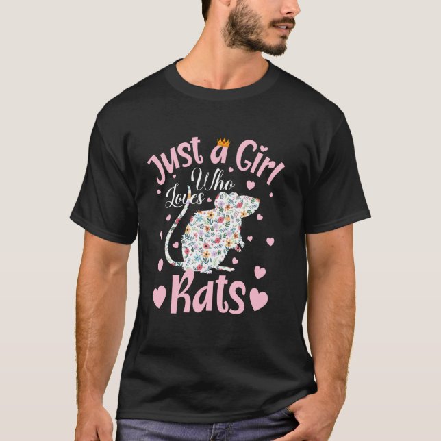 Bara en flicka som Kärlek Råttor Women Girls Blomm T Shirt (Framsida)