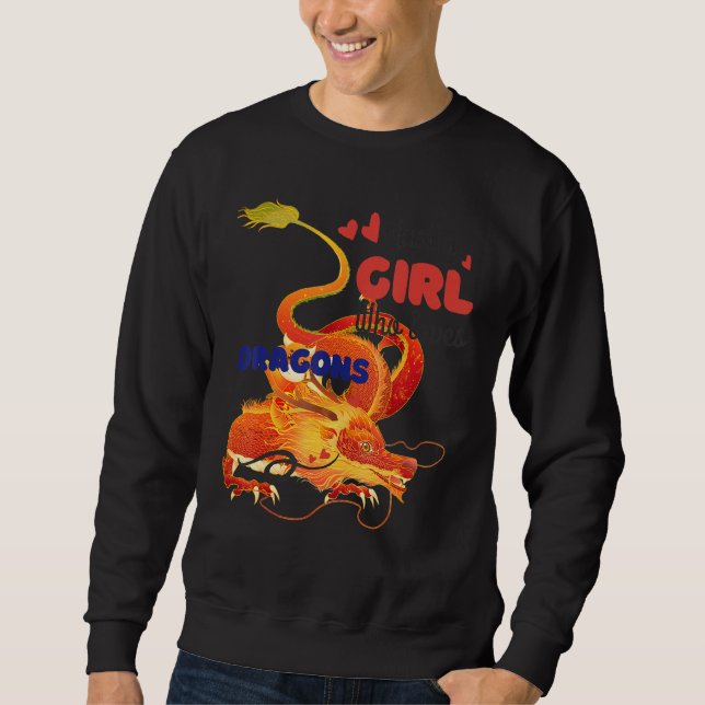 Bara en flicka som Kärlek Red Dragons flyger till  Lång Ärmad Tröja (Framsida)