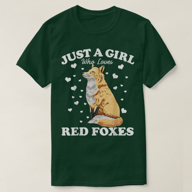 Bara en flicka som Kärlek Red Foes Cute Animal Red T Shirt (Design framsida)