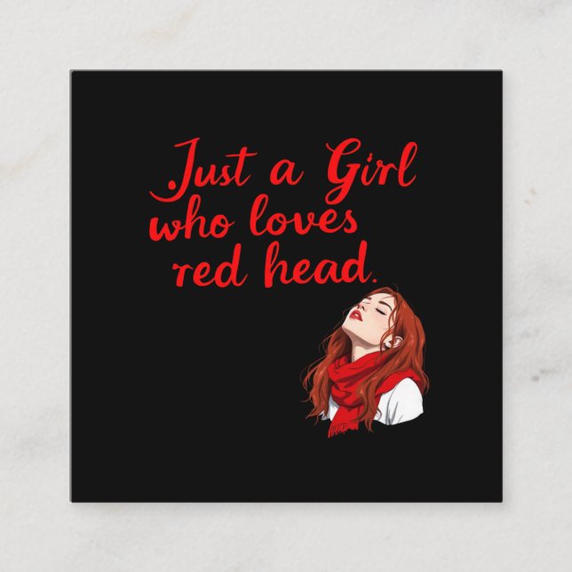 Bara en flicka som Kärlek Red Head Fyrkantigt Visitkort (Framsida)