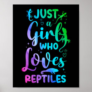 Bara en flicka som Kärlek reptiles Lizard Watercol Poster