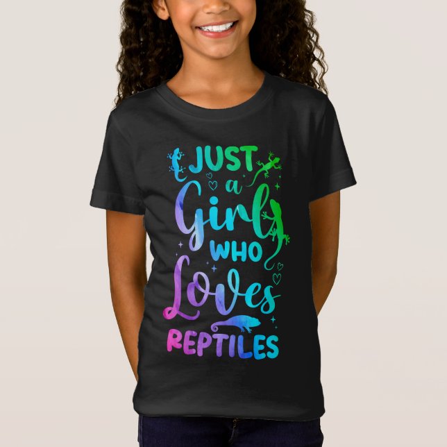 Bara en flicka som Kärlek reptiles Lizard Watercol T Shirt (Framsida)