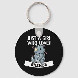 Bara en flicka som Kärlek Rhinos Cute Rhinoceros Nyckelring