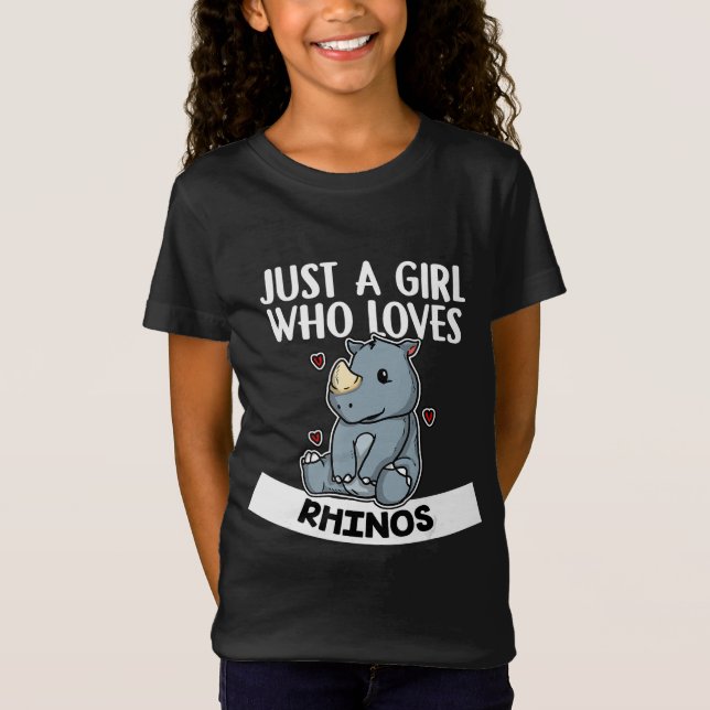 Bara en flicka som Kärlek Rhinos Cute Rhinoceros T Shirt (Framsida)