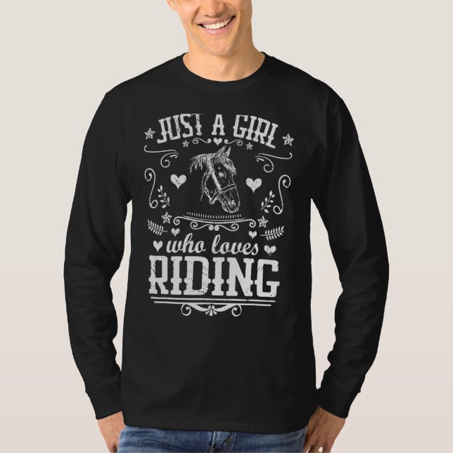 Bara en flicka som Kärlek Riding Horse Equestrian  T Shirt (Framsida)