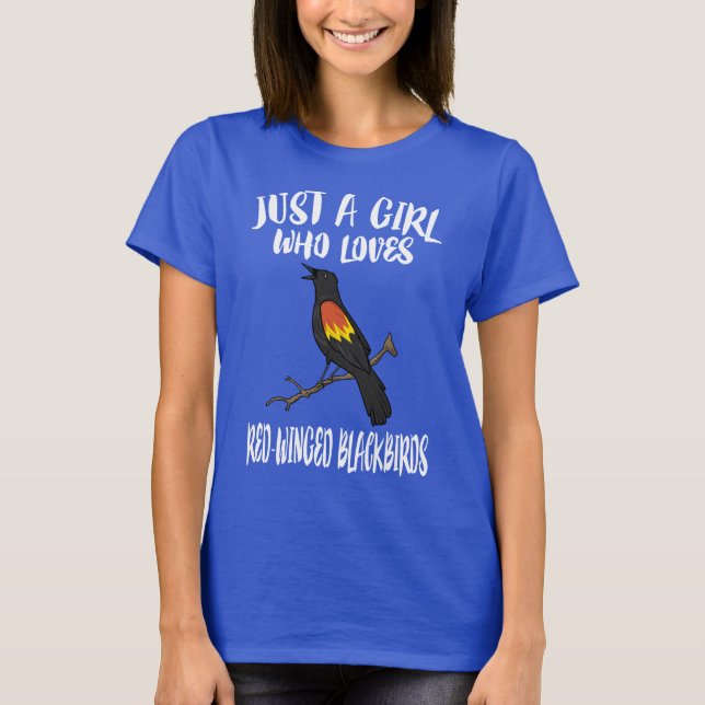 Bara en flicka som Kärlek rödvingade Blackbird T Shirt (Framsida)