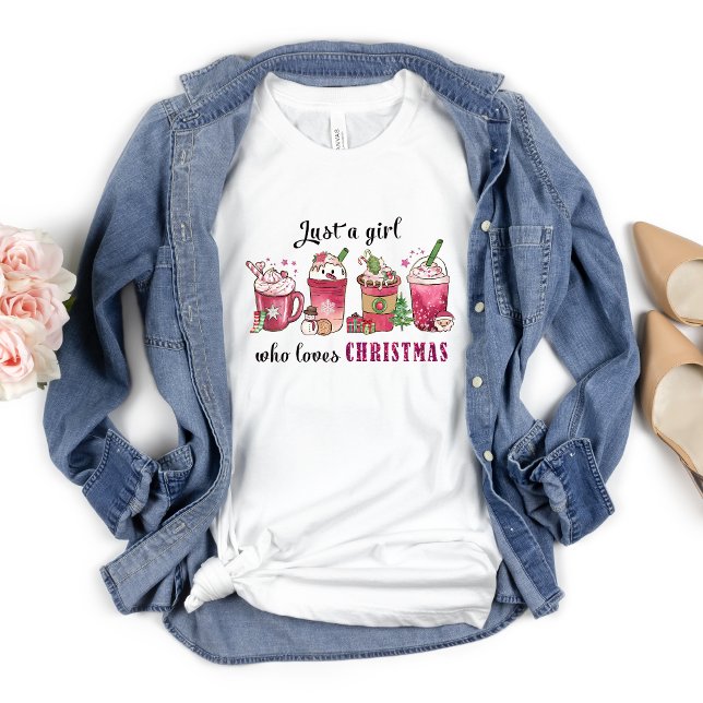 Bara en flicka som Kärlek Roligt-Trendiget för jul T Shirt (Just A Girl Who Loves Christmas Festive Holiday T-shirt. )