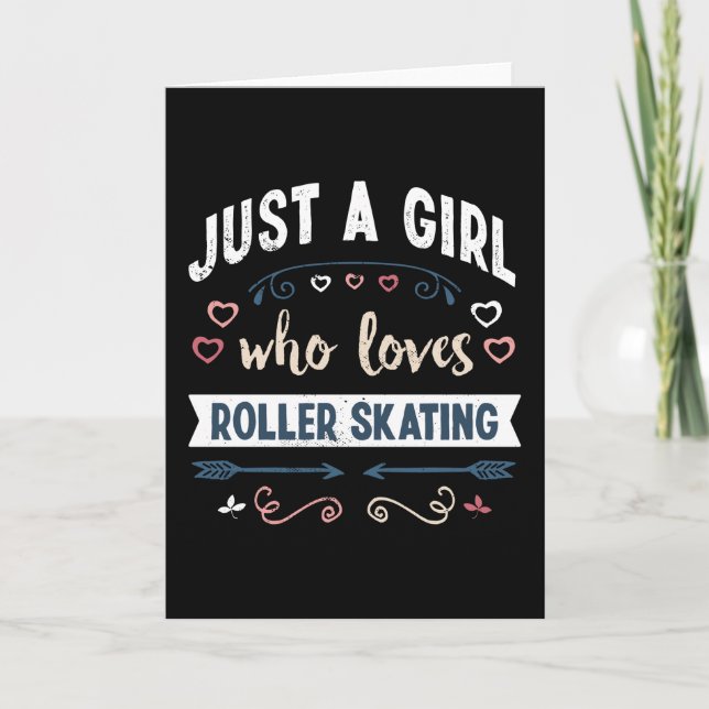 Bara en flicka som kärlek Roller Skating Funny Gif Kort (Framsida)