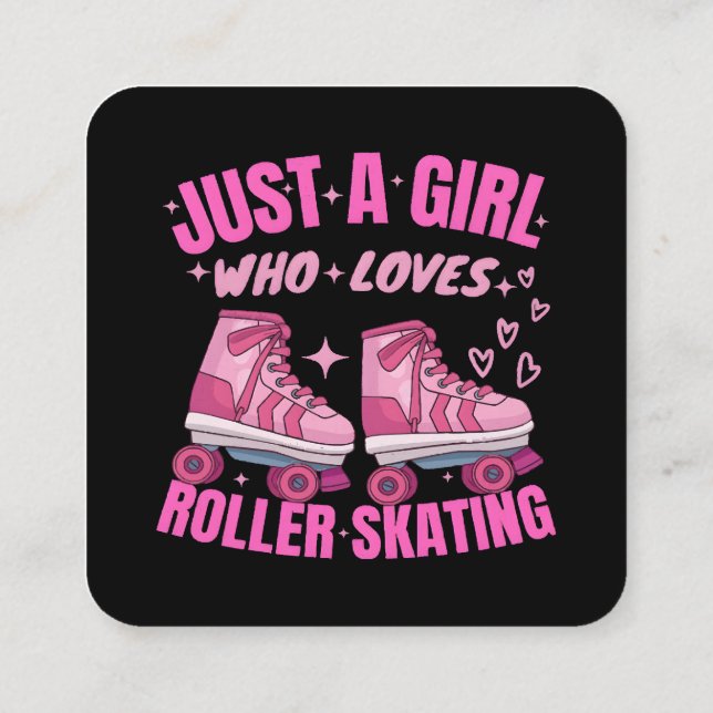 Bara en flicka som Kärlek Roller Skating Fyrkantigt Visitkort (Baksida)