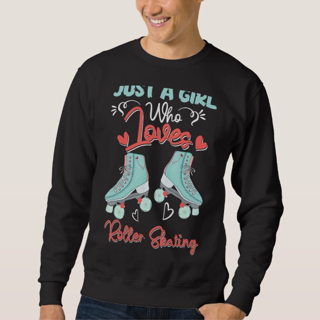 Bara en flicka som Kärlek Roller Skating Lång Ärmad Tröja (Framsida)