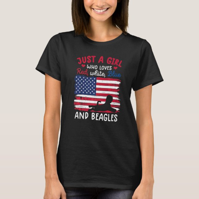 Bara en flicka som Kärlek Rött vitt blått Beagle U T Shirt (Framsida)