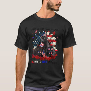 Bara en flicka som Kärlek Rött vitt blått och katt T Shirt