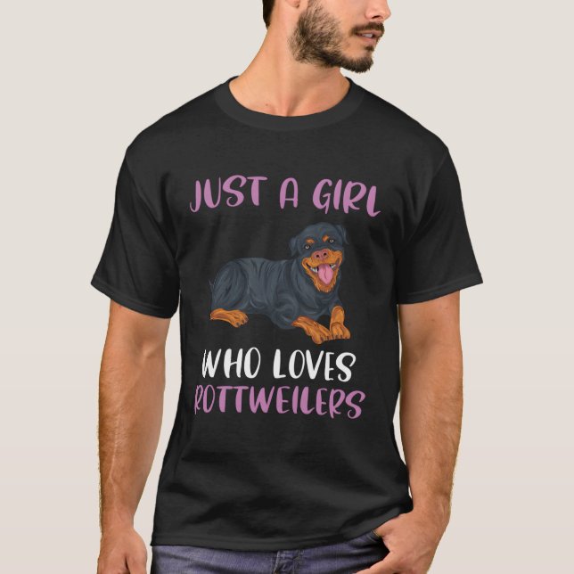 Bara en flicka som Kärlek Rottweilers Funny Rottie T Shirt (Framsida)