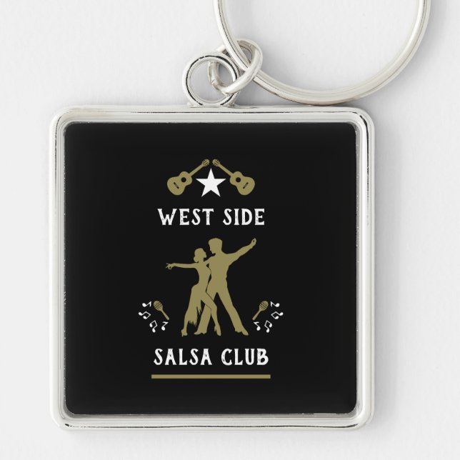 Bara en flicka som Kärlek Salsa Dance Fyrkantig Silverfärgad Nyckelring (Framsidan)