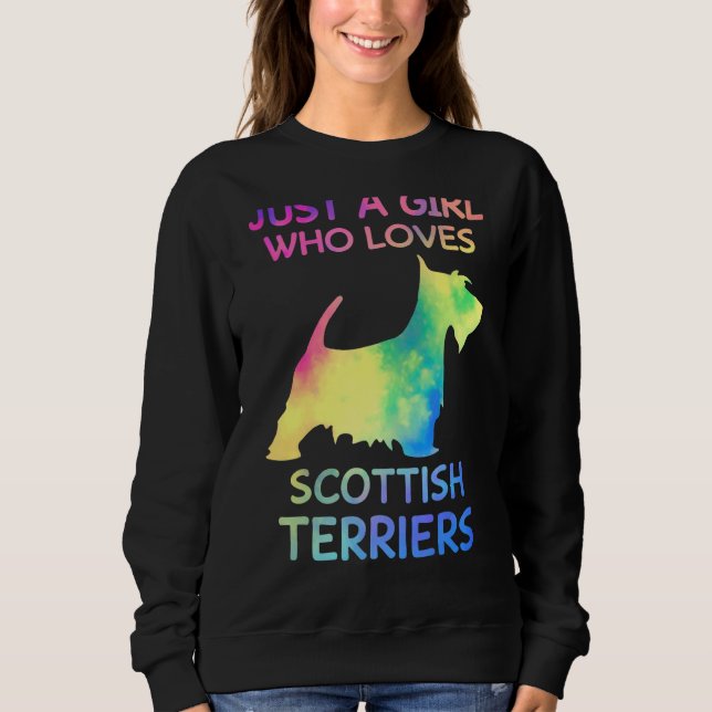 Bara en flicka som Kärlek Scottish Terriers Hundäg T Shirt (Framsida)
