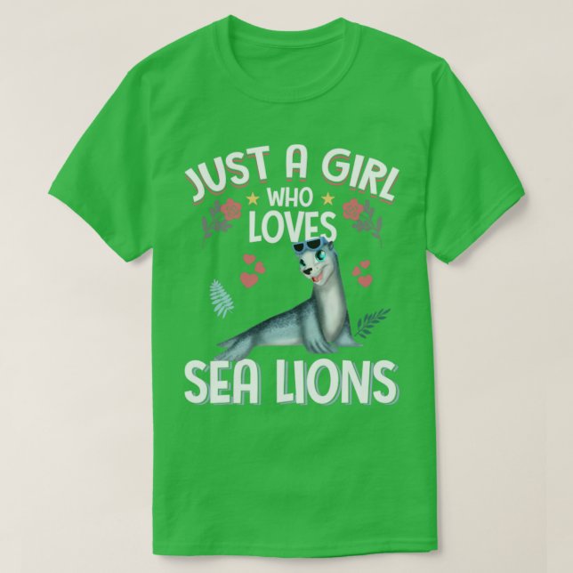 Bara en flicka som Kärlek Sea Lejon Cute Sea Lejon T Shirt (Design framsida)