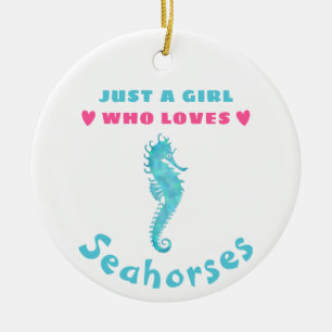 Bara en flicka som kärlek Seahorse Julgransprydnad Keramik