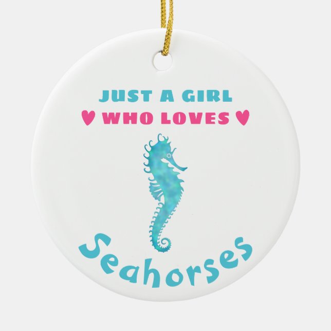 Bara en flicka som kärlek Seahorse Julgransprydnad Keramik (Framsidan)