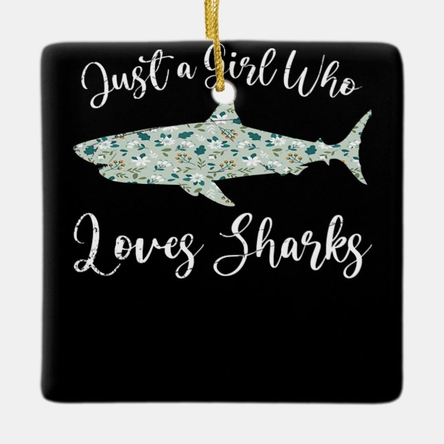 Bara en flicka som Kärlek Sharks - ger havshajen Julgransprydnad Keramik (Framsida)