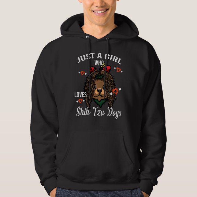 Bara en flicka som Kärlek Shih Tzu Hundar Hoodie (Framsida)