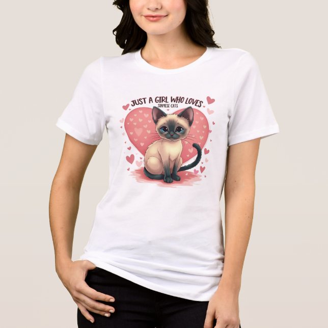 Bara en flicka som Kärlek Siamese Cats T Shirt (Framsida)