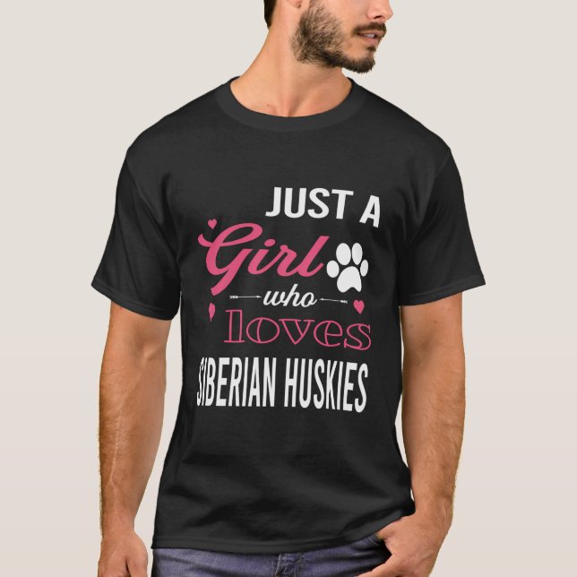 Bara en flicka som Kärlek Siberian husky Women Hun T Shirt (Framsida)