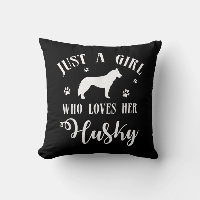 Bara en flicka som kärlek sin Husky | Husky Hund D Kudde (Framsida)