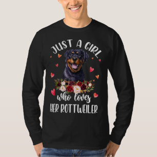 Bara en flicka som Kärlek sin Rottweiler Hund älsk T Shirt