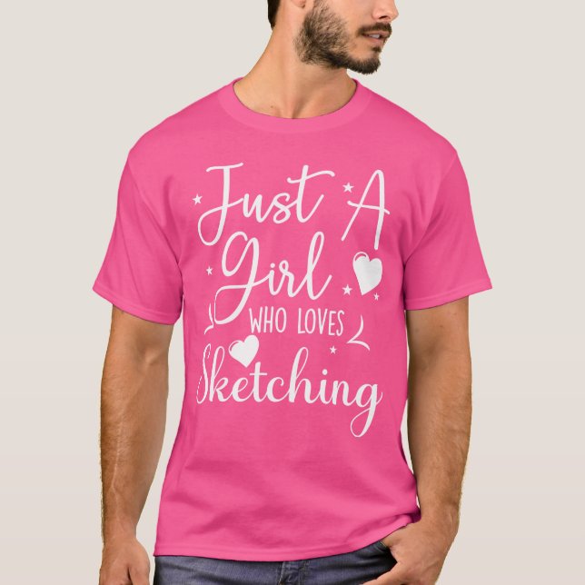 Bara en flicka som Kärlek Sketching T Shirt (Framsida)