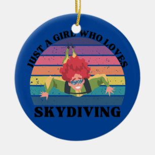 Bara en flicka som Kärlek Skydiving Julgransprydnad Keramik