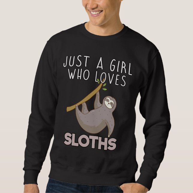 Bara en flicka som Kärlek Sloths 34 Lång Ärmad Tröja (Framsida)
