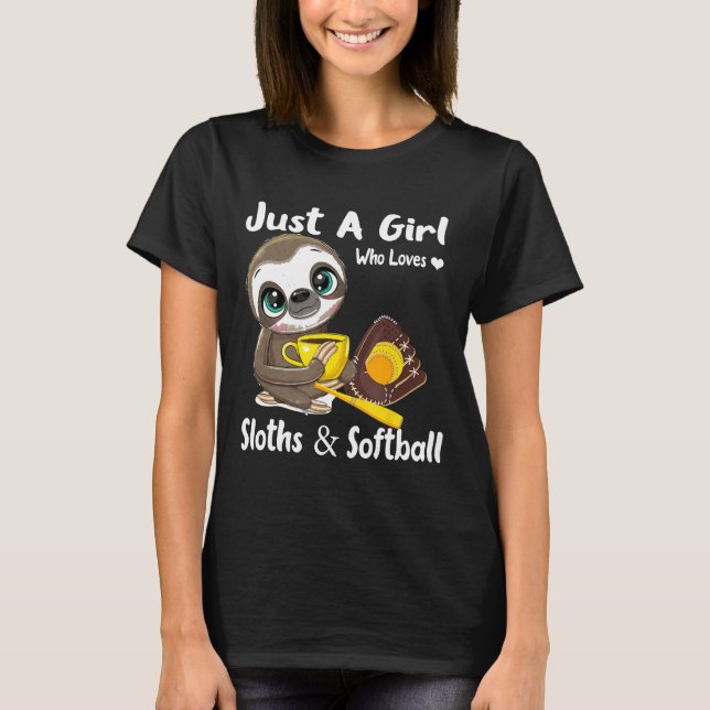 Bara en flicka som Kärlek Sloths Amp Softball Gift T Shirt (Framsida)