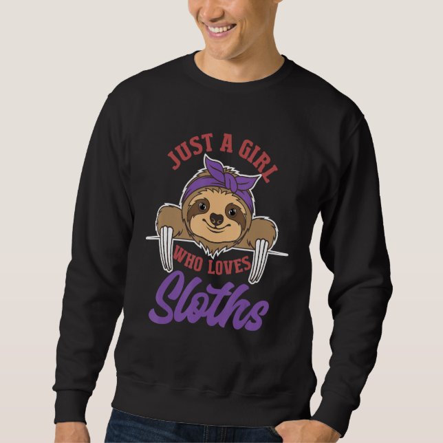 Bara en flicka som Kärlek Sloths Cute Animal Kingd Lång Ärmad Tröja (Framsida)