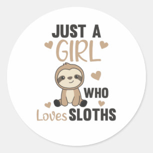 Bara en flicka som Kärlek Sloth's Cute Animals Vin Runt Klistermärke