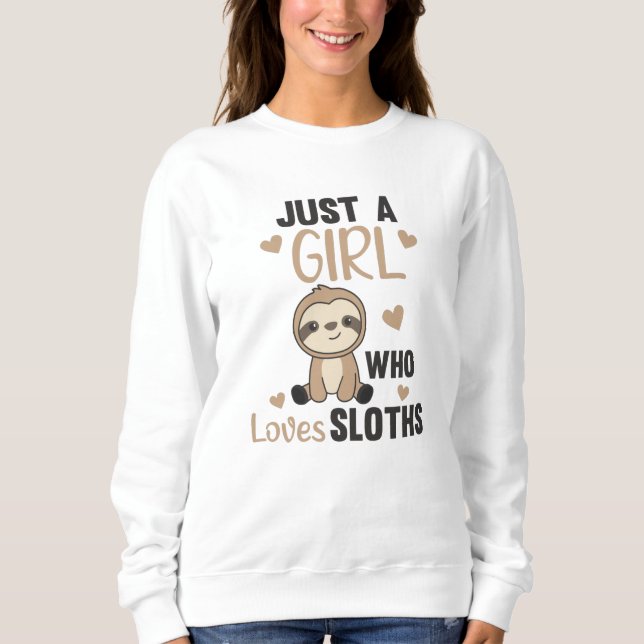 Bara en flicka som Kärlek Sloth's Cute Animals Vin T Shirt (Framsida)