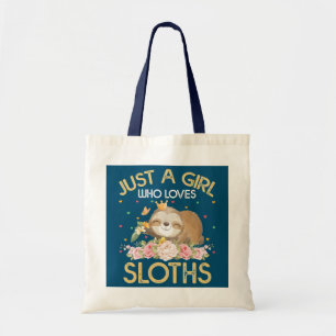 Bara en flicka som Kärlek Sloths Nap Älskare Blomm Tygkasse