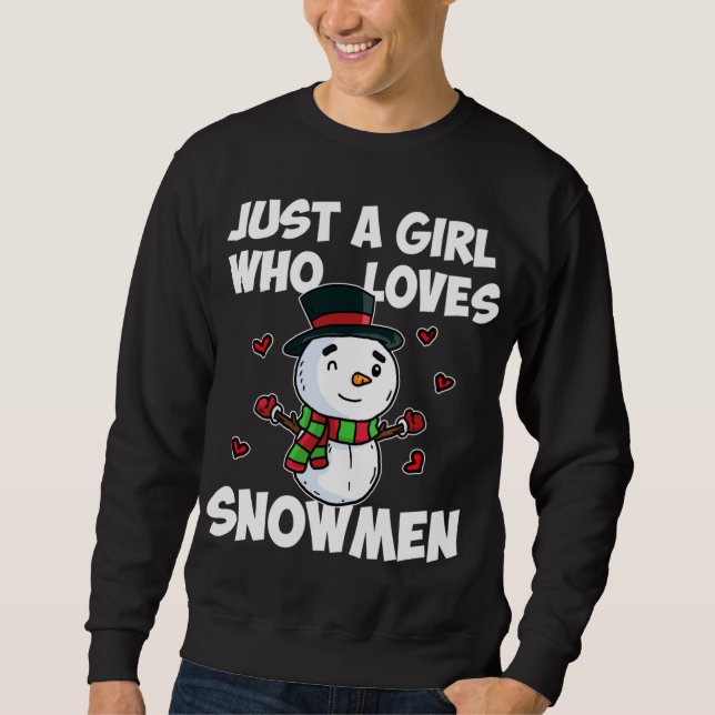 Bara en flicka som Kärlek Snögubbe Cute, fryst Snö Lång Ärmad Tröja (Framsida)