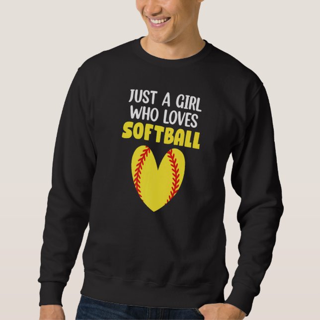 Bara en flicka som Kärlek Softball Lång Ärmad Tröja (Framsida)