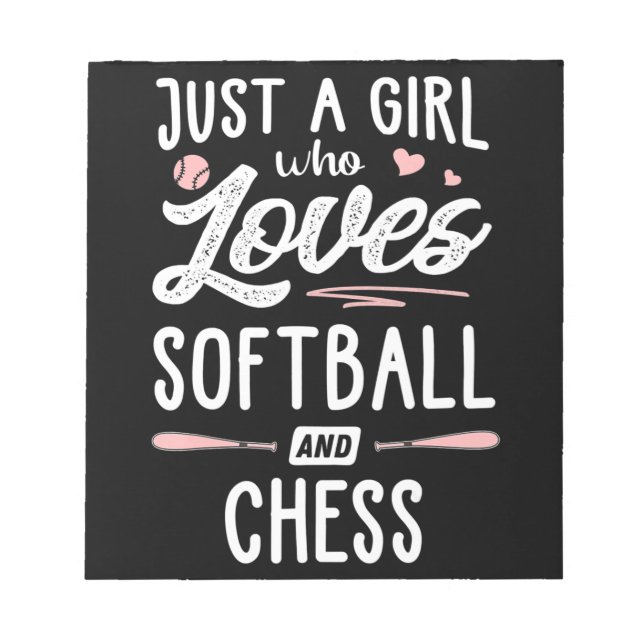 Bara en flicka som Kärlek Softball och Chess Gift Anteckningsblock (Framsida)