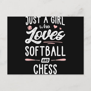 Bara en flicka som Kärlek Softball och Chess Gift Meddelande Vykort