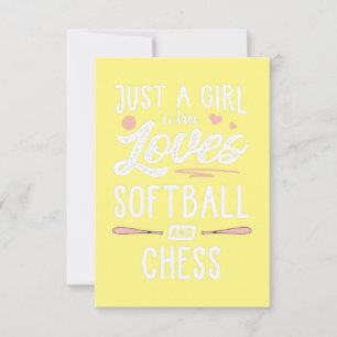 Bara en flicka som Kärlek Softball och Chess Gift Tack Kort