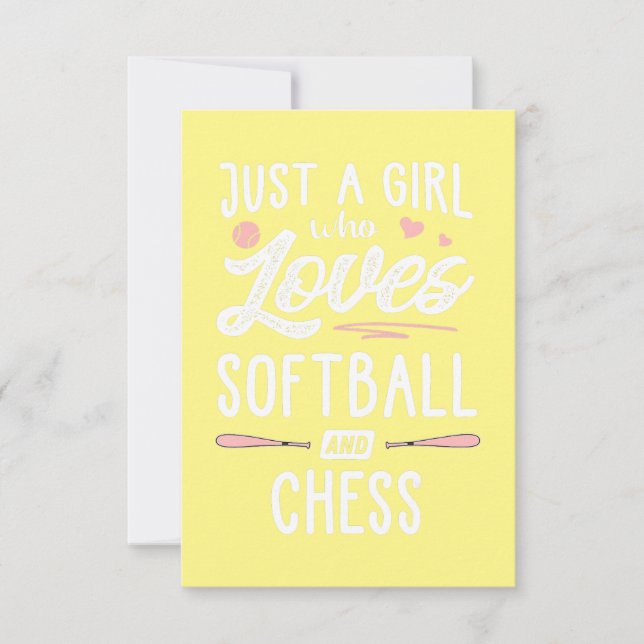 Bara en flicka som Kärlek Softball och Chess Gift Tack Kort (Framsida)