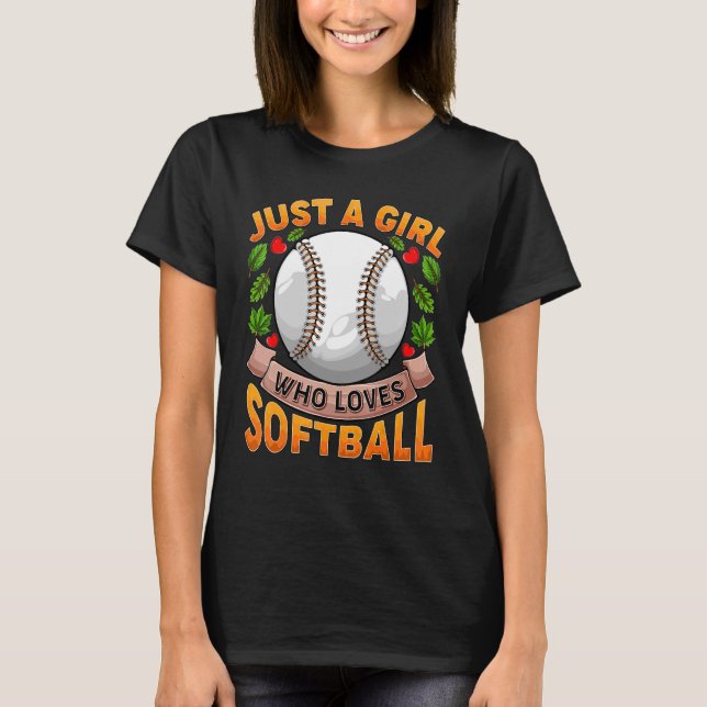 Bara en flicka som Kärlek Softball Softball för fl T Shirt (Framsida)