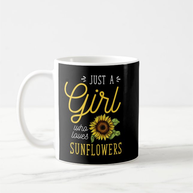 Bara en flicka som Kärlek Solblommor Art Florist G Kaffemugg (Vänster)